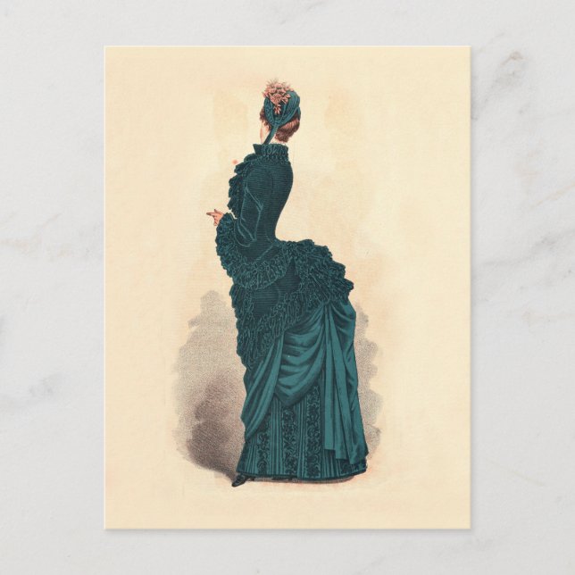 Carte Postale Élégante robe victorienne bleue (Devant)