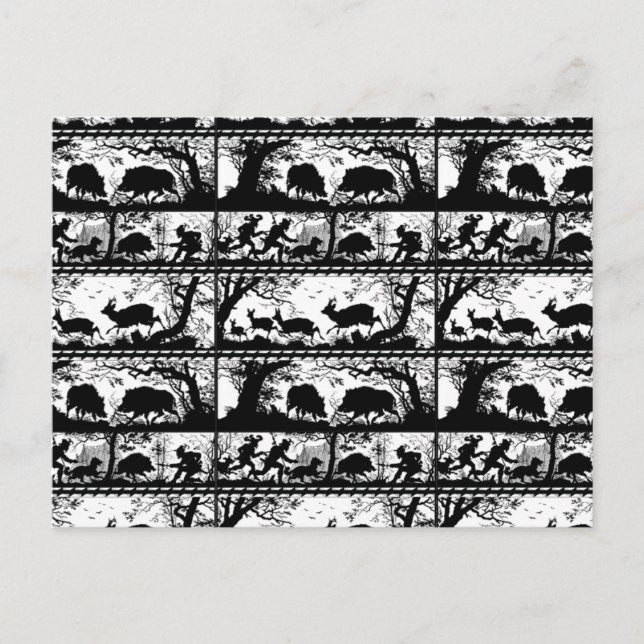 Carte Postale Élégante scène allemande de chasse à la cerf et au (Devant)