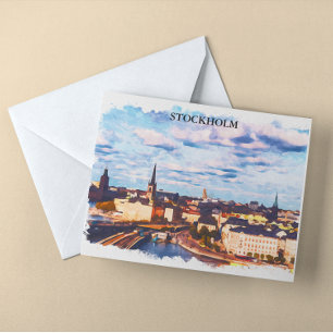 Carte Postale Elégante Stockholm Suède Panorama Ville Vue