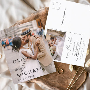 Carte Postale Élégante typographie Enregistrer la date Photo Min