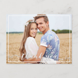 Carte Postale Elégante Typographie Merci Mariage Photo