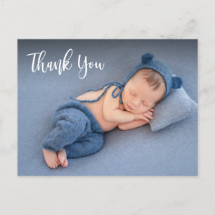 Carte Postale Élégante typographie Nouveau-né Baby Photo Merci
