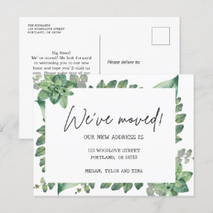 Carte Postale Élégante verdure Nouvelle adresse Déménagement Fai