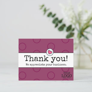Carte Postale Élégante Vin Coloré Avec Cœur Entreprise Merci