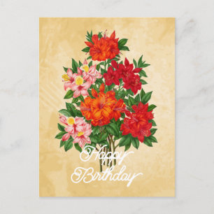 Carte Postale Elégante Vintage Azalea Flower Joyeux anniversaire