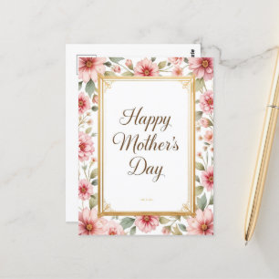 Carte Postale Elégante Vintage mère florale Jour maman