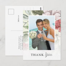 Élégantes Fleurs Photo Mariage Merci