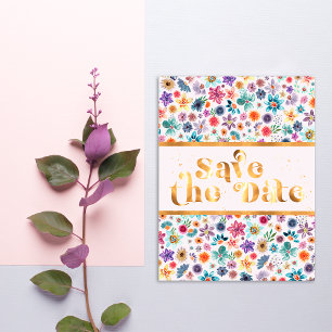 Carte Postale Élégantes Fleurs Sauvages Blanc Rose Or Faire Part