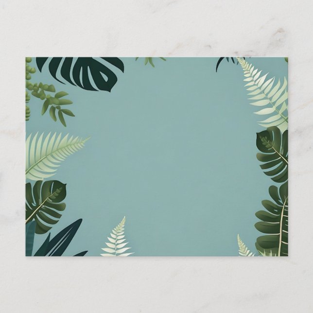 Carte Postale Élégants Feuilles verts et Fern (Devant)