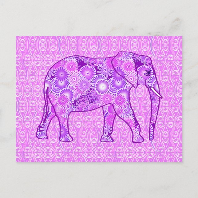 Carte Postale Éléphale tourbillon fractal - violet et orchidée (Devant)