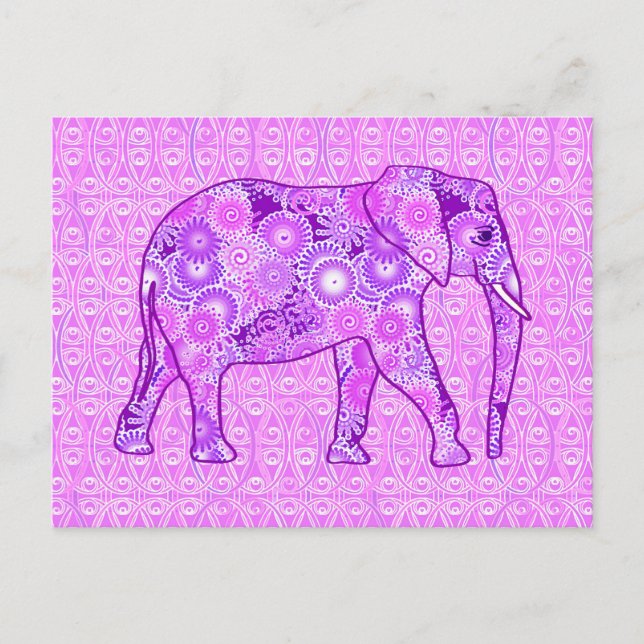 Carte Postale Éléphale tourbillon fractal - violet et orchidée (Devant)