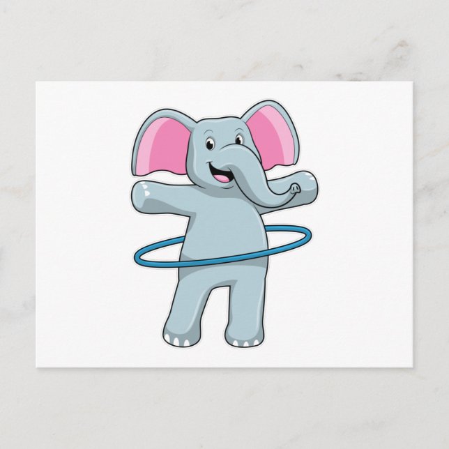 Carte Postale Eléphant à Fitness avec pneus Fitness (Devant)