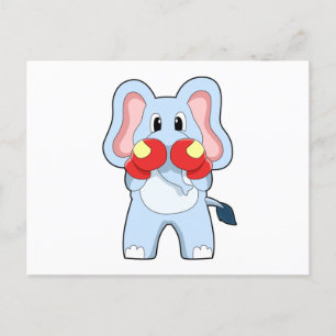 Carte Postale Eléphant à la boxe avec gants de boxe
