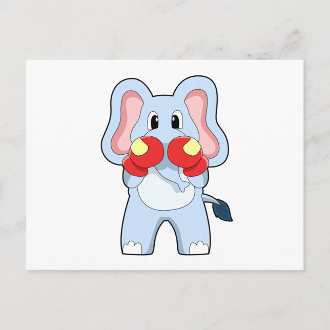 Carte Postale Eléphant à la boxe avec gants de boxe (Devant)