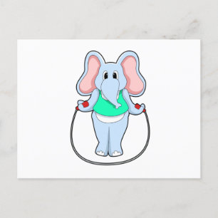 Carte Postale Eléphant à la condition physique avec corde de sau