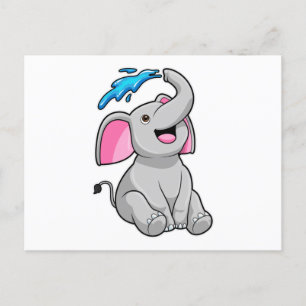 Carte Postale Eléphant à l'eau