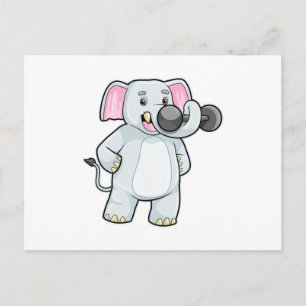 Carte Postale Éléphant à l'entraînement de force avec haltère