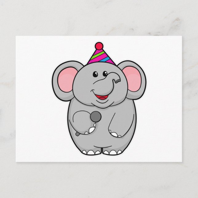 Carte Postale Éléphant à une fête avec un microphone (Devant)