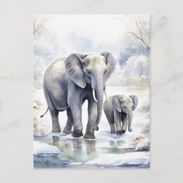 Carte Postale Elephant and Baby (Devant)