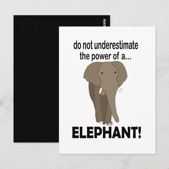 Carte Postale Éléphant Animal Sauvage Éléphant Drôle (Devant / Derrière)
