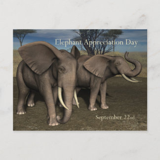 Carte Postale Éléphant Appréciation Jour PostCard 22 septembre
