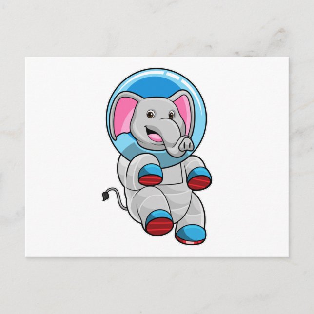 Carte Postale Éléphant astronaute dans une sphère de verre (Devant)