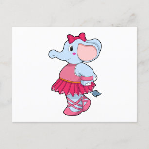 Carte Postale Eléphant au Ballet avec jupe