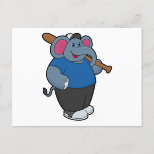 Carte Postale Éléphant au baseball avec une batte de baseball