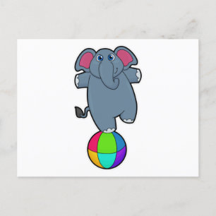 Carte Postale Éléphant au cirque avec ballon de cirque