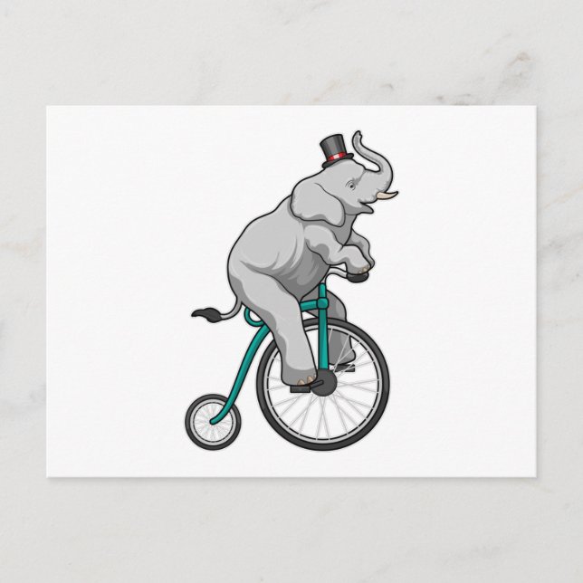 Carte Postale Eléphant au cirque avec vélo (Devant)