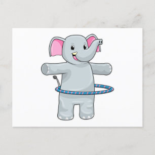 Carte Postale Éléphant au sport avec pneus de fitness