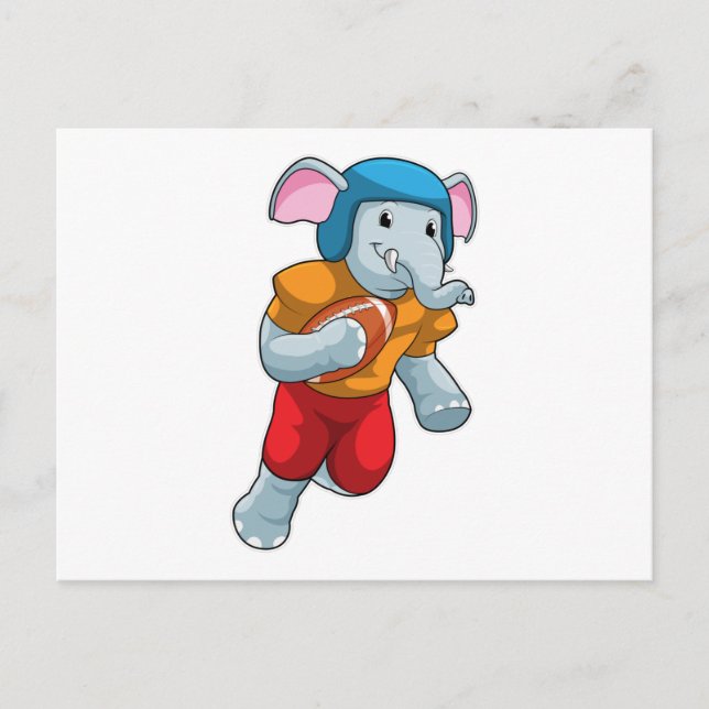 Carte Postale Éléphant au Sports de Football (Devant)