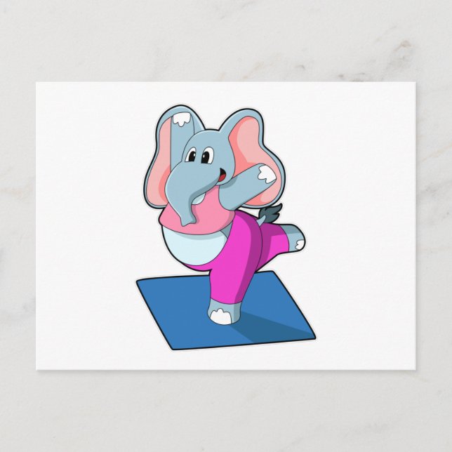 Carte Postale Éléphant au yoga Étirements en position debout (Devant)