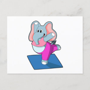 Carte Postale Eléphant au Yoga Exercices d'étirement à debout