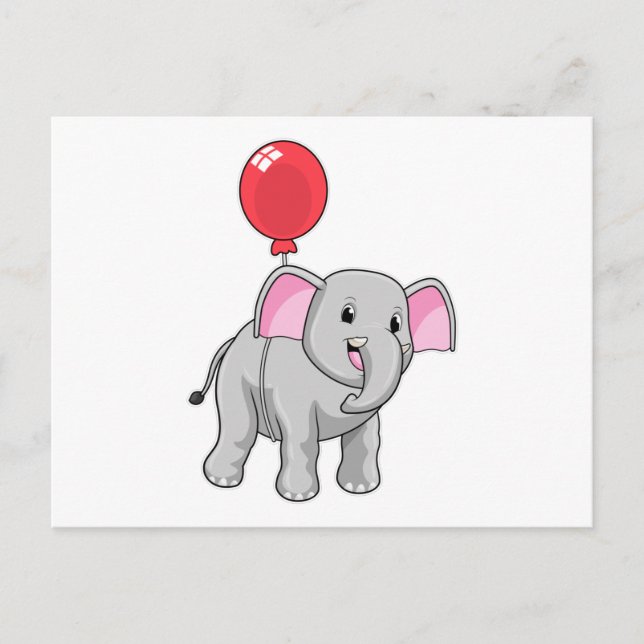 Carte Postale Éléphant avec ballon (Devant)