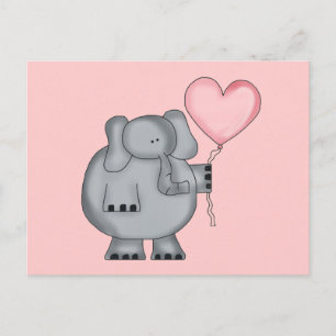 Carte Postale Eléphant avec ballon cardiaque