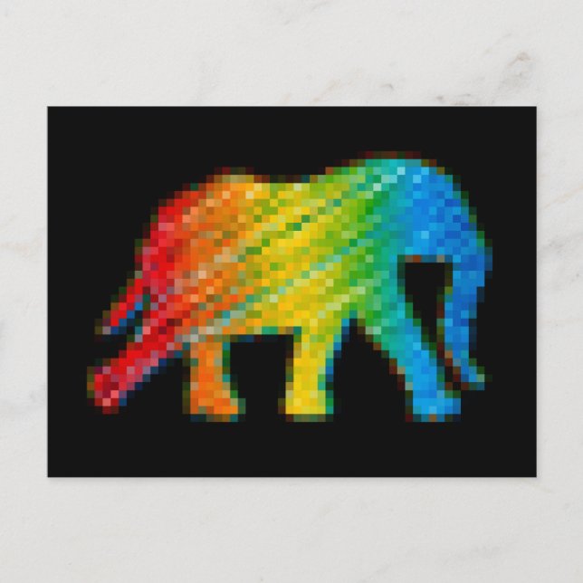 Carte Postale Eléphant avec Pixels (Devant)