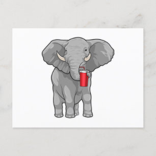 Carte Postale Eléphant Boire de la tasse