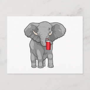 Carte Postale Eléphant Boire de la tasse