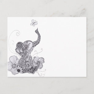 Carte Postale Elephant Butterfly