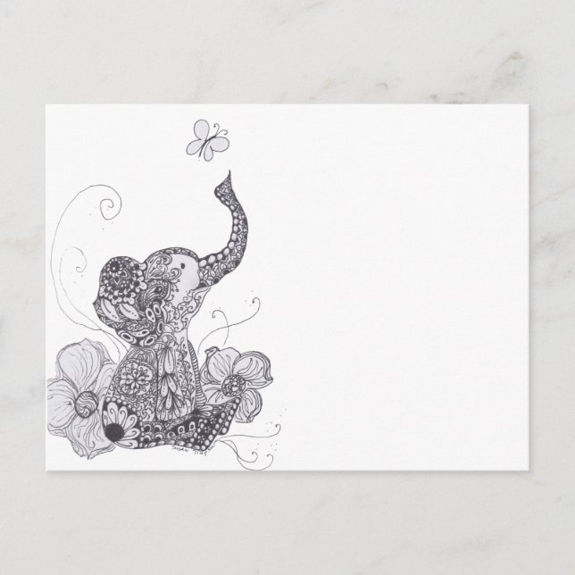 Carte Postale Elephant Butterfly (Devant)