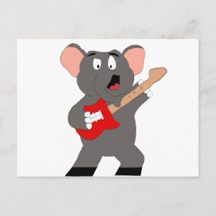Carte Postale Eléphant Cartoon Avec Guitare