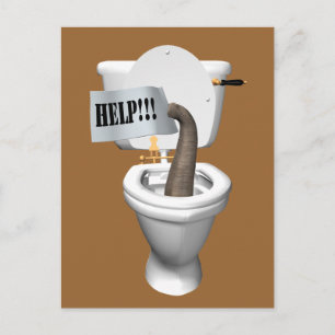 Carte Postale Eléphant Coincé Dans Les Toilettes