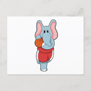 Carte Postale Elephant comme joueur de basket-ball avec basket-b
