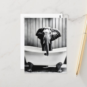 Carte Postale Eléphant dans le bain