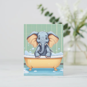Carte Postale Éléphant dans le bain