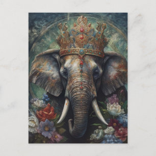 Carte Postale Eléphant dans une couronne