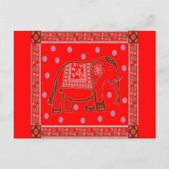 Carte Postale Eléphant d'art hindi (Devant)