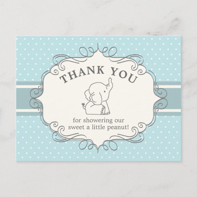 Carte Postale Éléphant de bébé adorable | Remerciement pour la b (Devant)