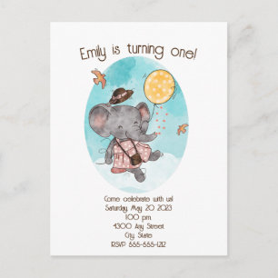 Carte Postale Éléphant de bébé aquarelle mignon